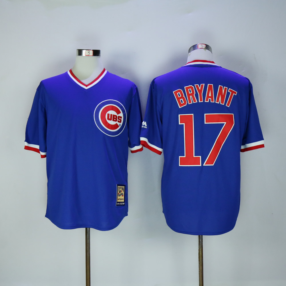 Men Chicago Cubs #17 Bryant Blue Throwback Game MLB Jerseys->chicago cubs->MLB Jersey